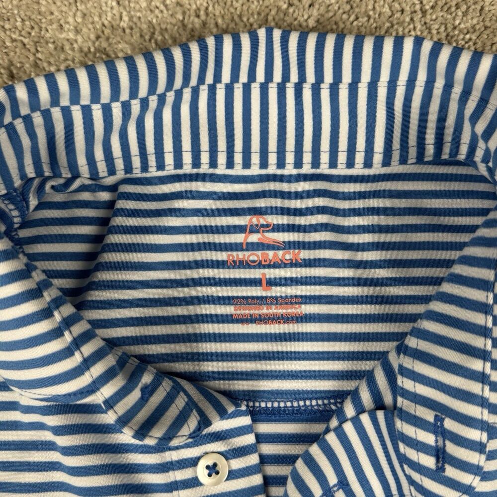 Rhoback Polo Shirt LOT OF 2 Men's Large Performance Bundle Striped Stretch Golf - Picture 9 of 15